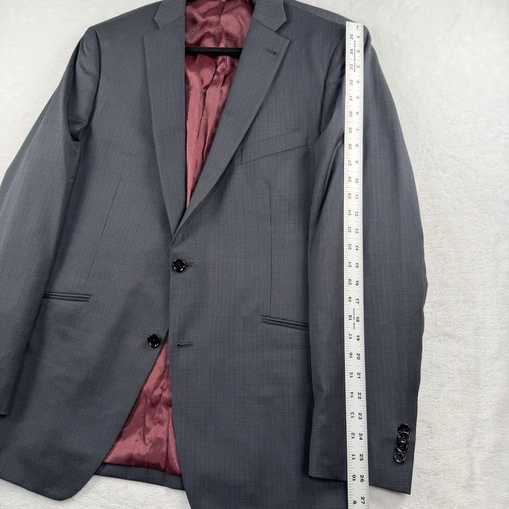 Indochino Suit Mens 44L Pants 36x29 100% Wool Career Houndstooth Blue Brown